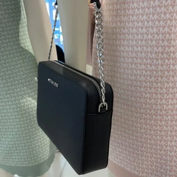 Michael Kors Jet Set Item Large East West Zip Crossbody Leather Black - Picture 16 of 16